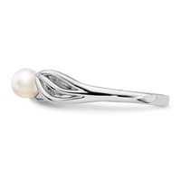Sterling Silver Rhodium-plated FW Cultured Pearl Ring view 3