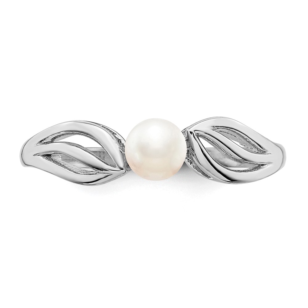 Sterling Silver Rhodium-plated FW Cultured Pearl Ring (QBR17JUN-7)