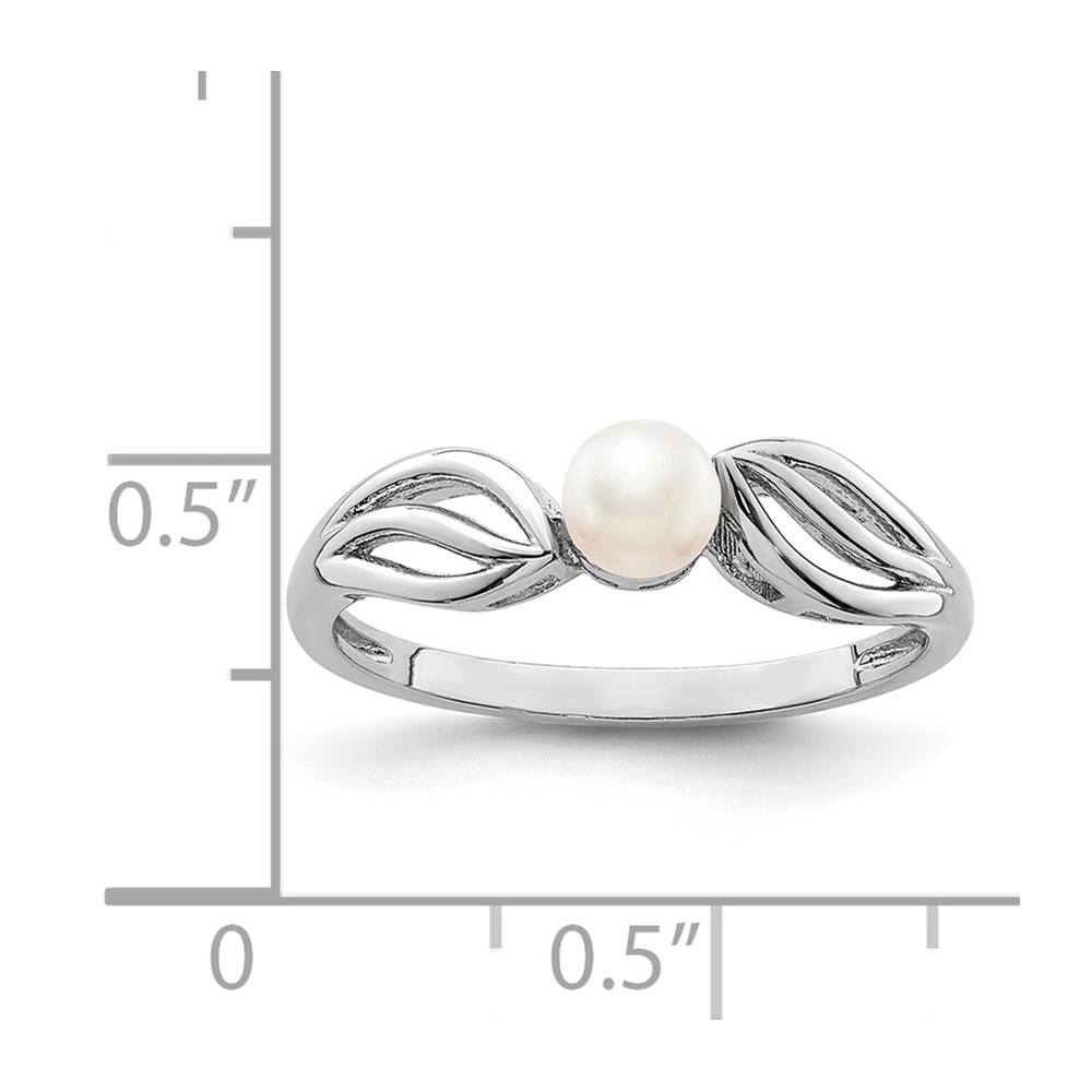Sterling Silver Rhodium-plated FW Cultured Pearl Ring (QBR17JUN-7)