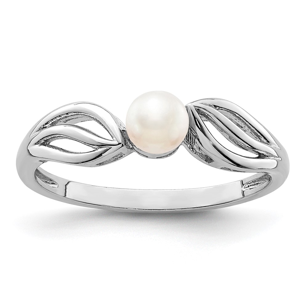 Sterling Silver Rhodium-plated FW Cultured Pearl Ring (QBR17JUN-7)