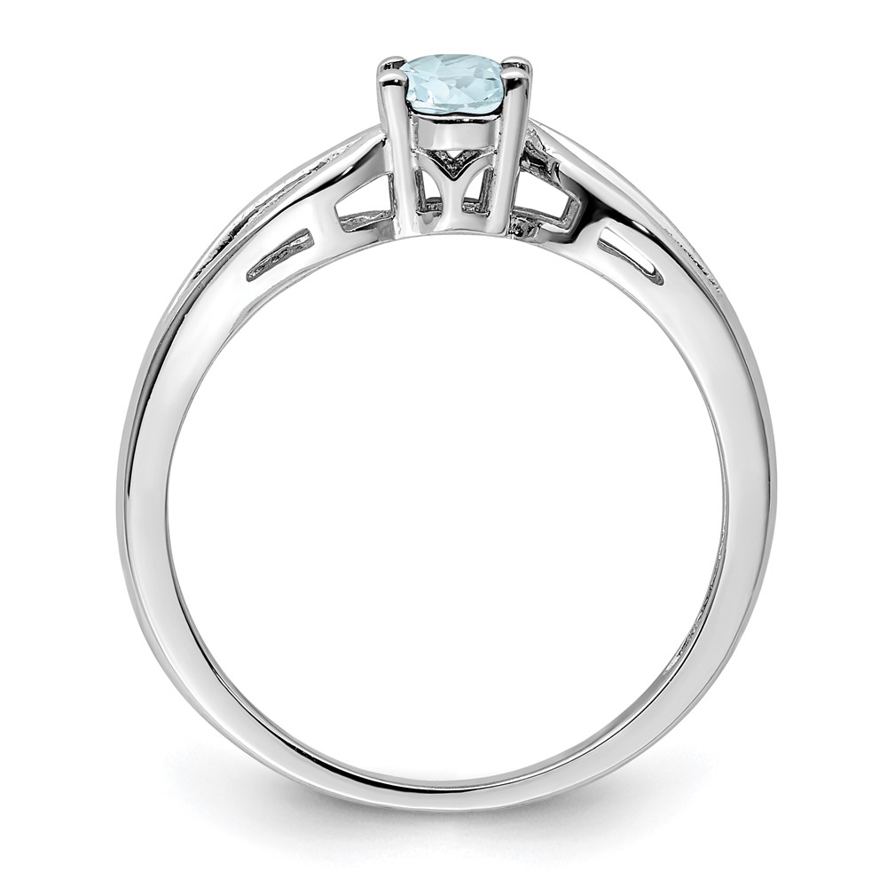 Sterling Silver Rhodium-plated Aquamarine Ring (QBR17MAR-9)