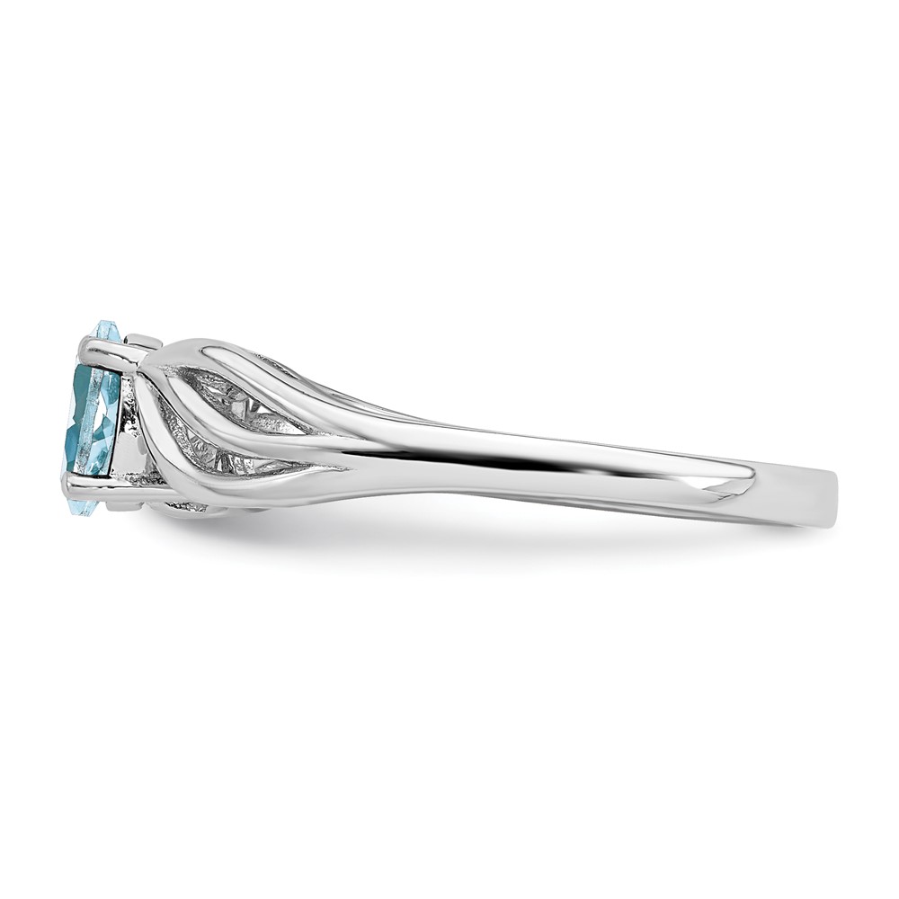 Sterling Silver Rhodium-plated Aquamarine Ring (QBR17MAR-9)
