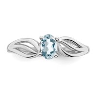 Sterling Silver Rhodium-plated Aquamarine Ring view 5