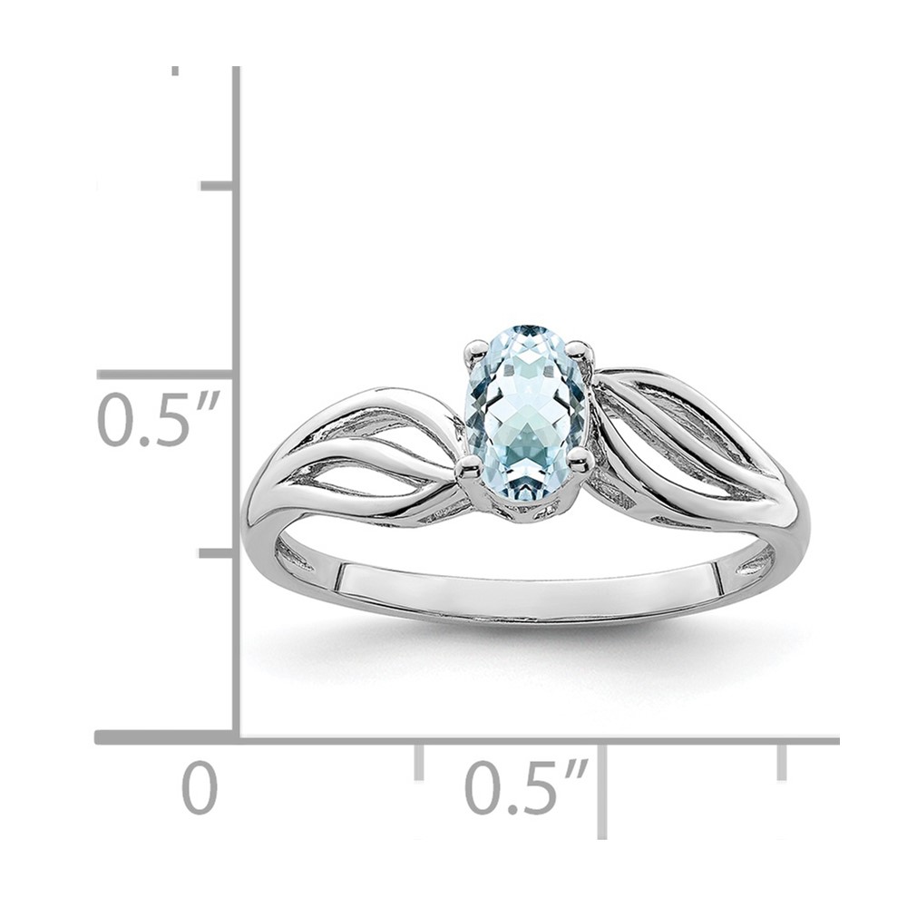 Sterling Silver Rhodium-plated Aquamarine Ring (QBR17MAR-9)