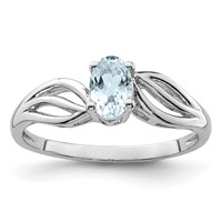 Sterling Silver Rhodium-plated Aquamarine Ring view 1