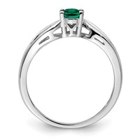 Sterling Silver Rhodium-plated Created Emerald Ring view 2
