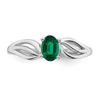 Sterling Silver Rhodium-plated Created Emerald Ring view 5
