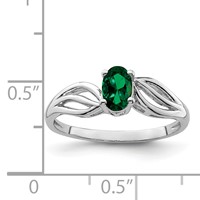 Sterling Silver Rhodium-plated Created Emerald Ring view 4