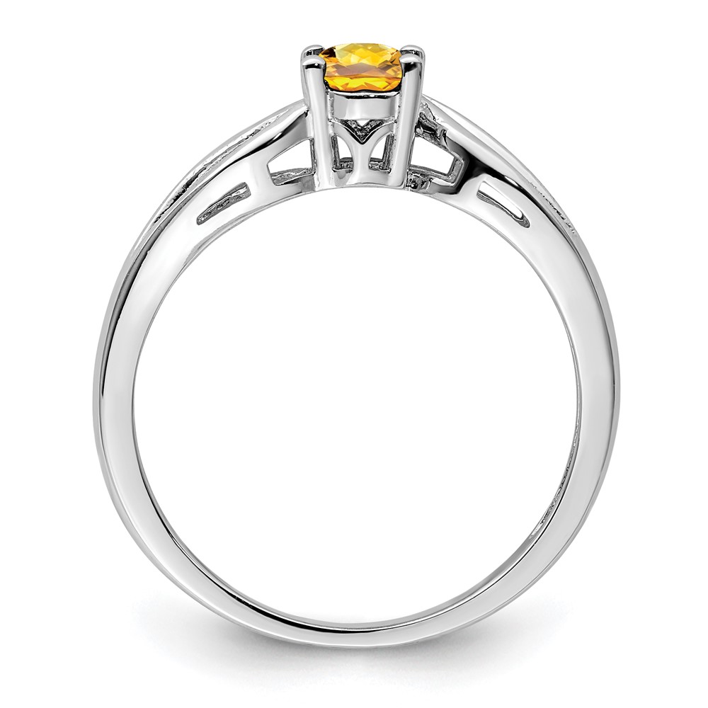 Sterling Silver Rhodium-plated Citrine Ring (QBR17NOV-5)