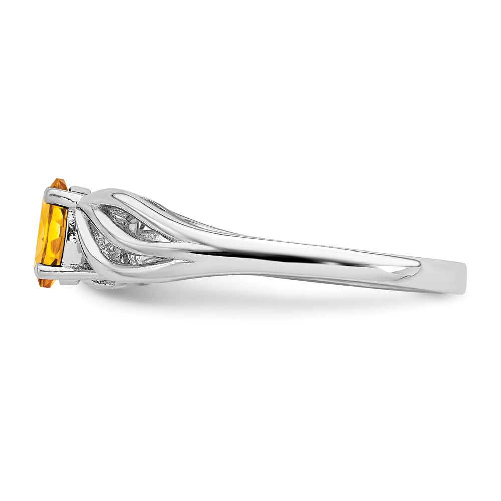 Sterling Silver Rhodium-plated Citrine Ring (QBR17NOV-5)