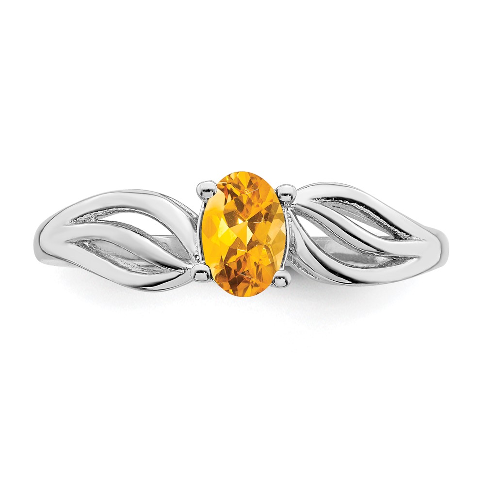 Sterling Silver Rhodium-plated Citrine Ring (QBR17NOV-5)