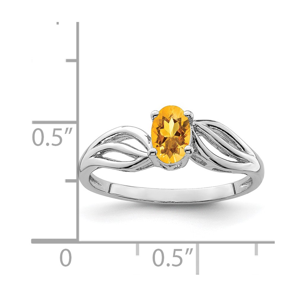 Sterling Silver Rhodium-plated Citrine Ring (QBR17NOV-5)