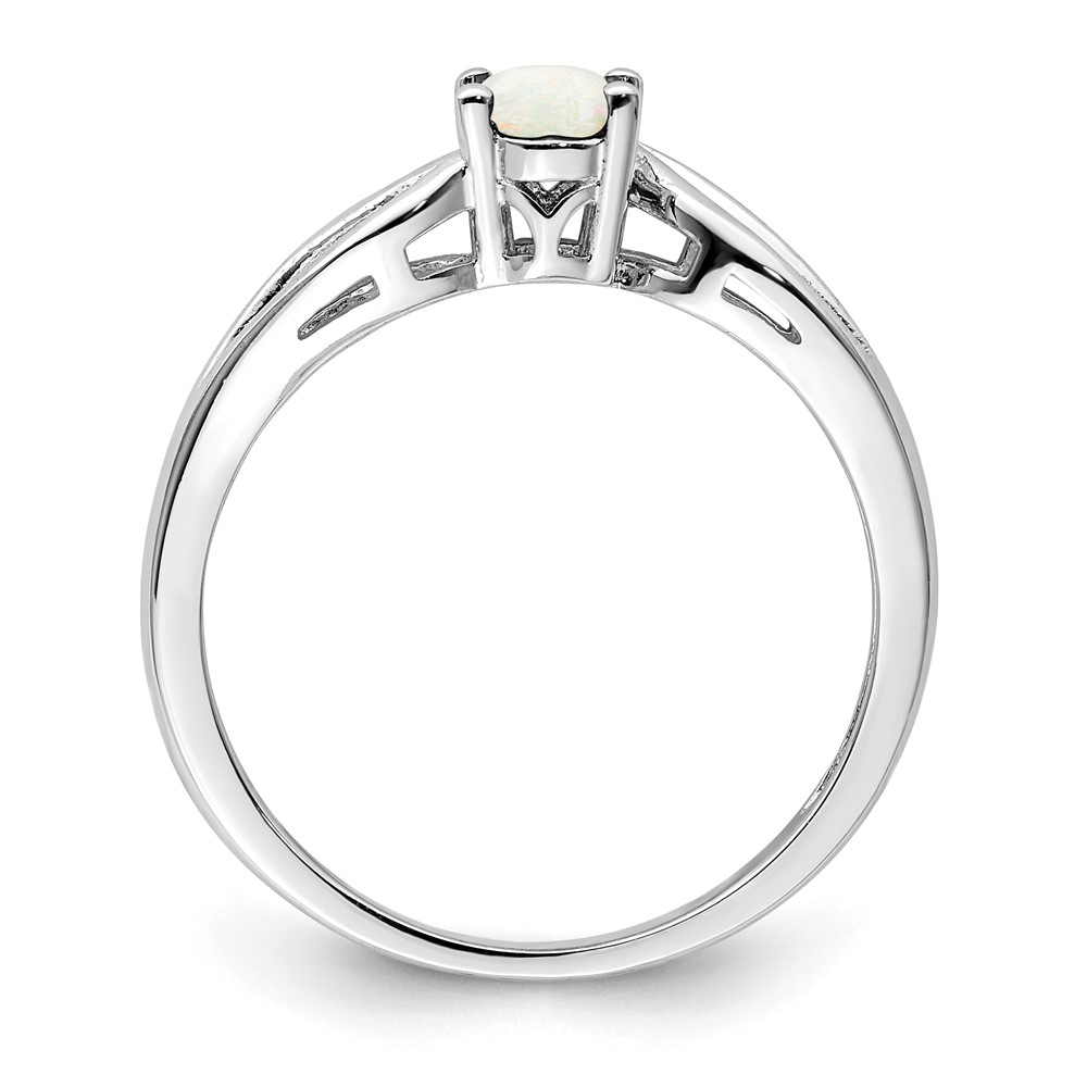 Sterling Silver Rhodium-plated Created Opal Ring (QBR17OCT-7)