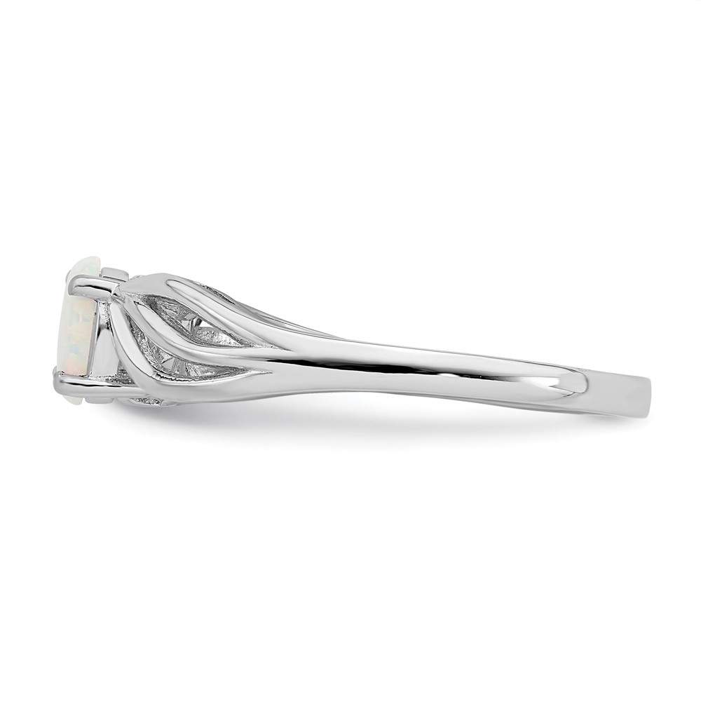 Sterling Silver Rhodium-plated Created Opal Ring (QBR17OCT-7)