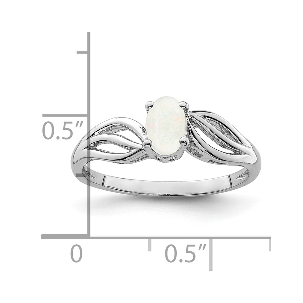 Sterling Silver Rhodium-plated Created Opal Ring (QBR17OCT-7)