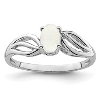 Sterling Silver Rhodium-plated Created Opal Ring view 1