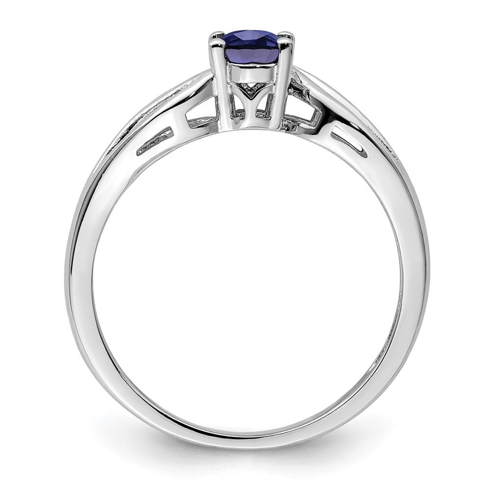 Sterling Silver Rhodium-plated Created Sapphire Ring (QBR17SEP-9)