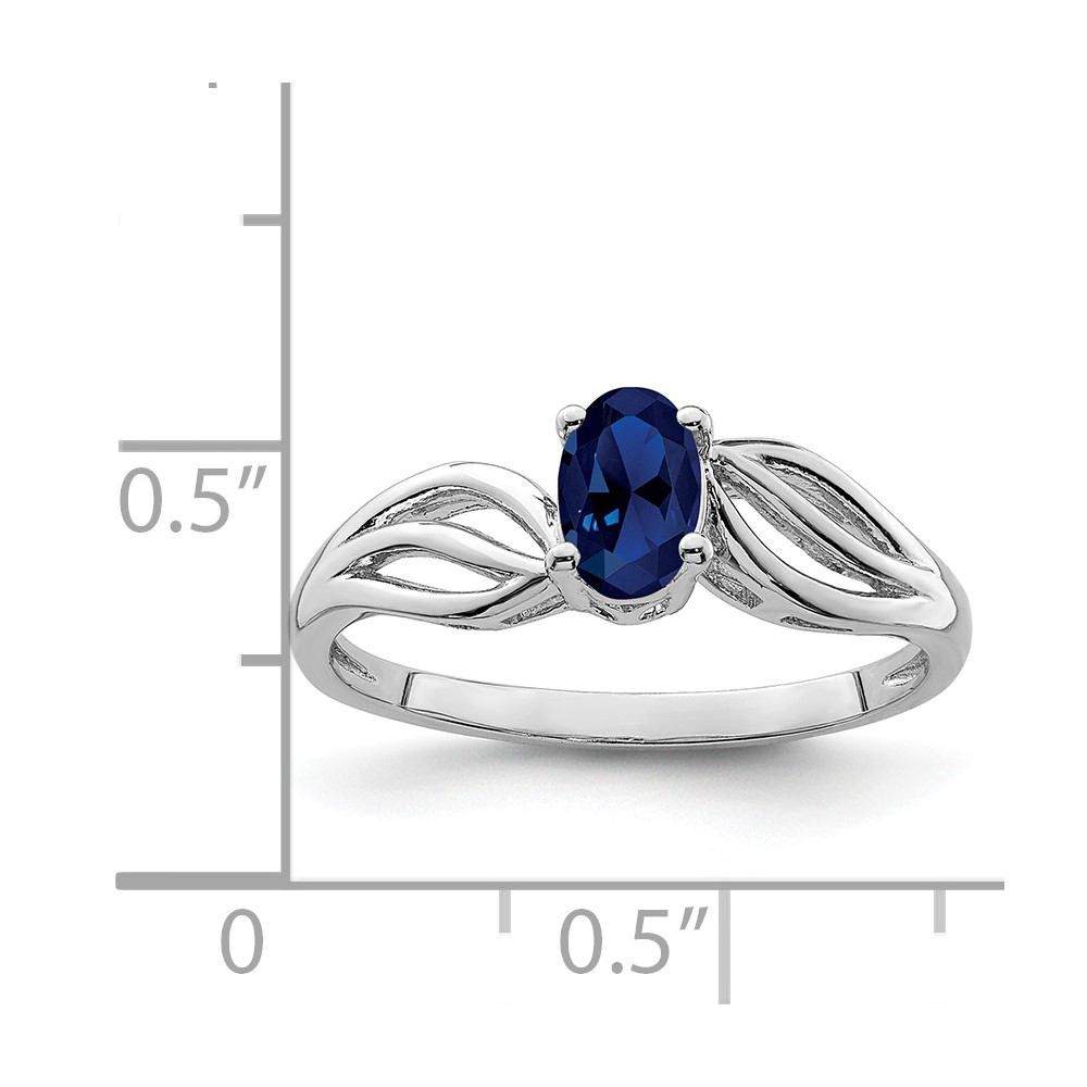 Sterling Silver Rhodium-plated Created Sapphire Ring (QBR17SEP-9)