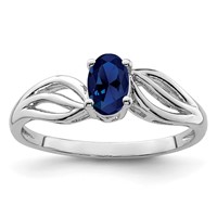 Sterling Silver Rhodium-plated Created Sapphire Ring view 1