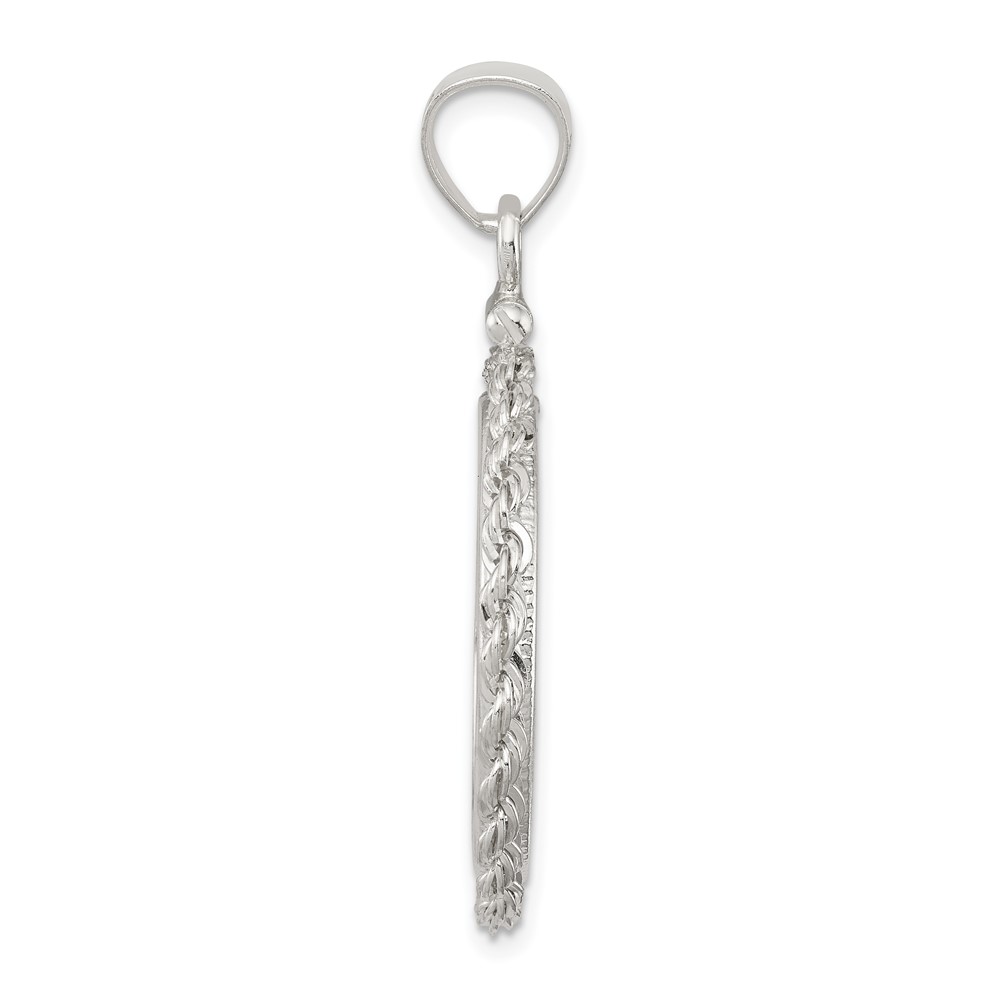 Wideband Distinguished Coin Jewelry Sterling Silver Polished Rope 21.1 x 2.0mm $0.05 Screw Top Coin Bezel Pendant (QBR2)