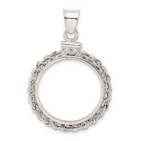 Wideband Distinguished Coin Jewelry Sterling Silver Polished Rope 21.1 X 2.0mm $0.05 Screw Top Coin Bezel Pendant view 3