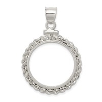 Wideband Distinguished Coin Jewelry Sterling Silver Polished Rope 21.1 X 2.0mm $0.05 Screw Top Coin Bezel Pendant view 1