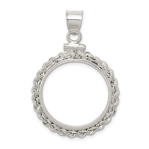 Wideband Distinguished Coin Jewelry Sterling Silver Polished Rope 21.1 X 2.0mm $0.05 Screw Top Coin Bezel Pendant