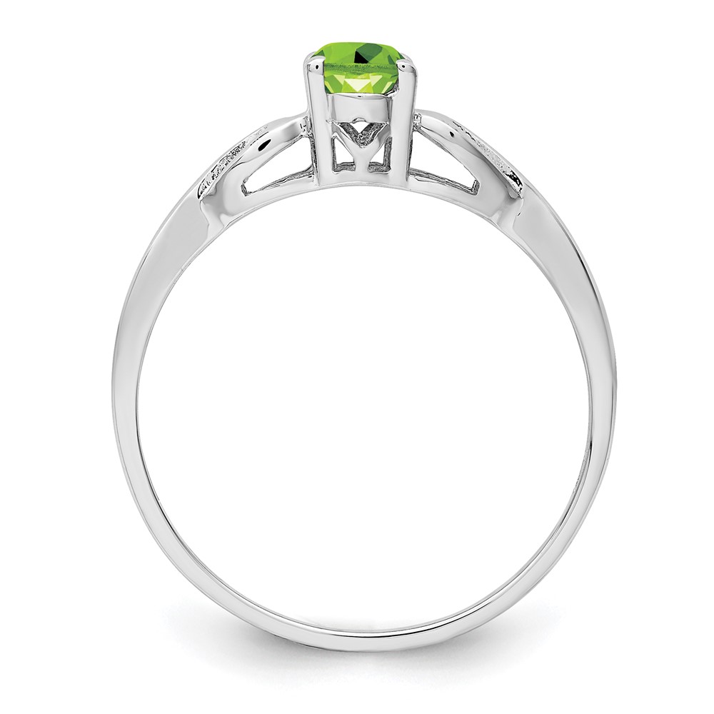 Sterling Silver Rhodium-plated Peridot Ring (QBR20AUG-8)