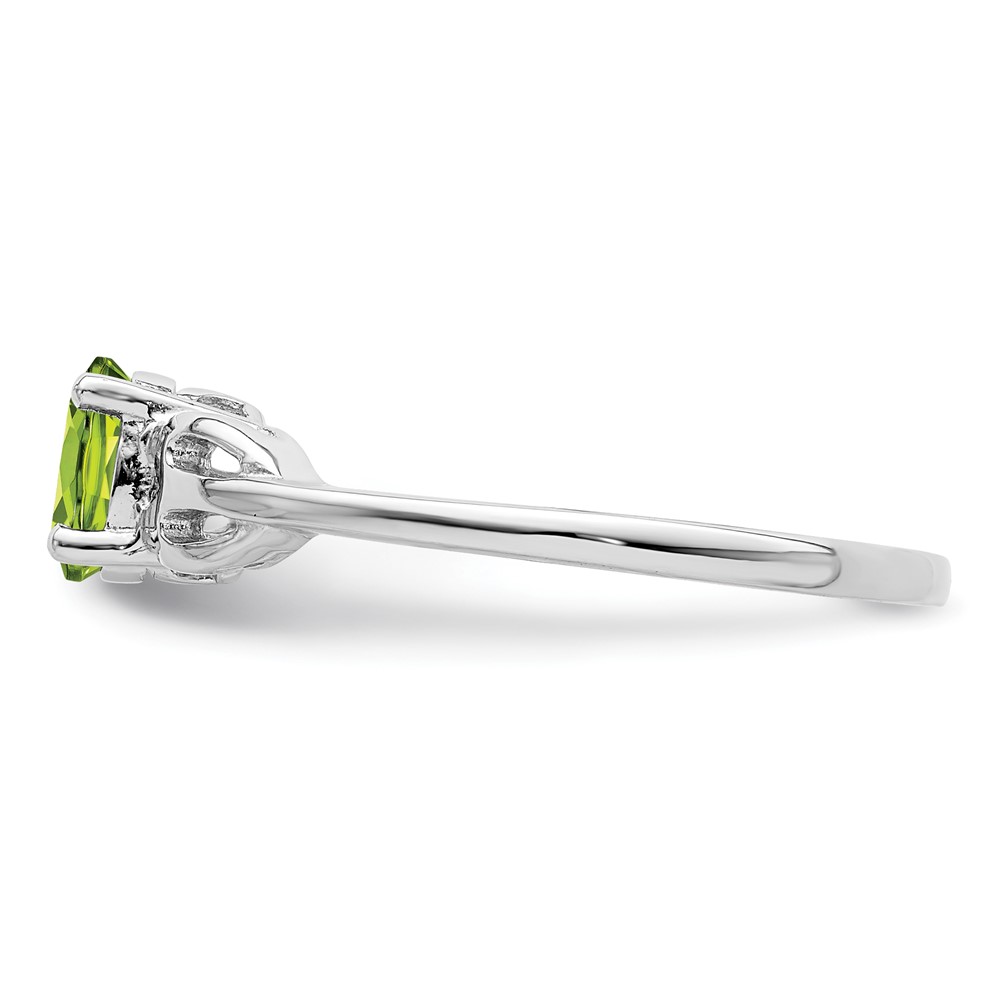 Sterling Silver Rhodium-plated Peridot Ring (QBR20AUG-8)