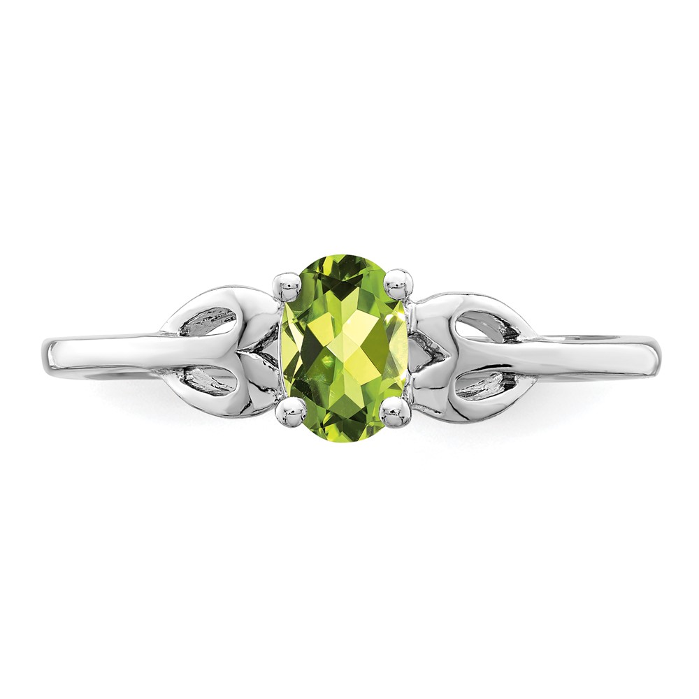Sterling Silver Rhodium-plated Peridot Ring (QBR20AUG-8)