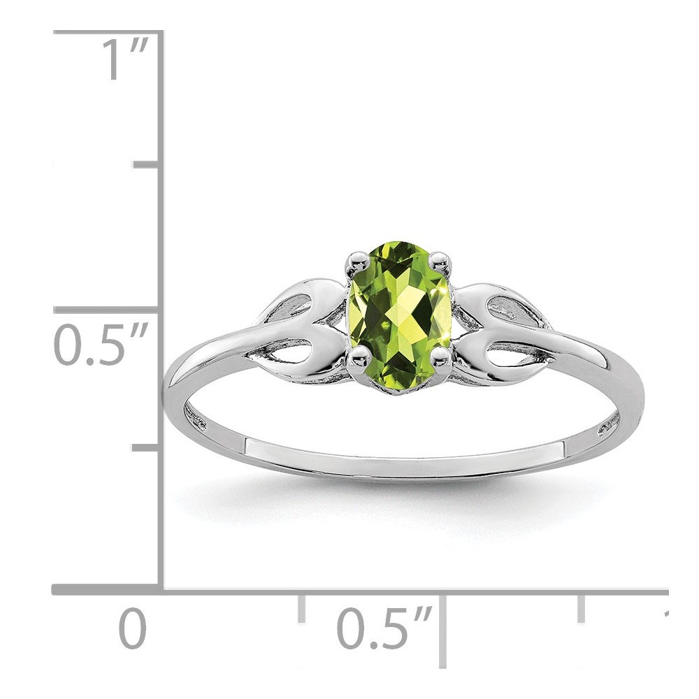 Sterling Silver Rhodium-plated Peridot Ring (QBR20AUG-8)