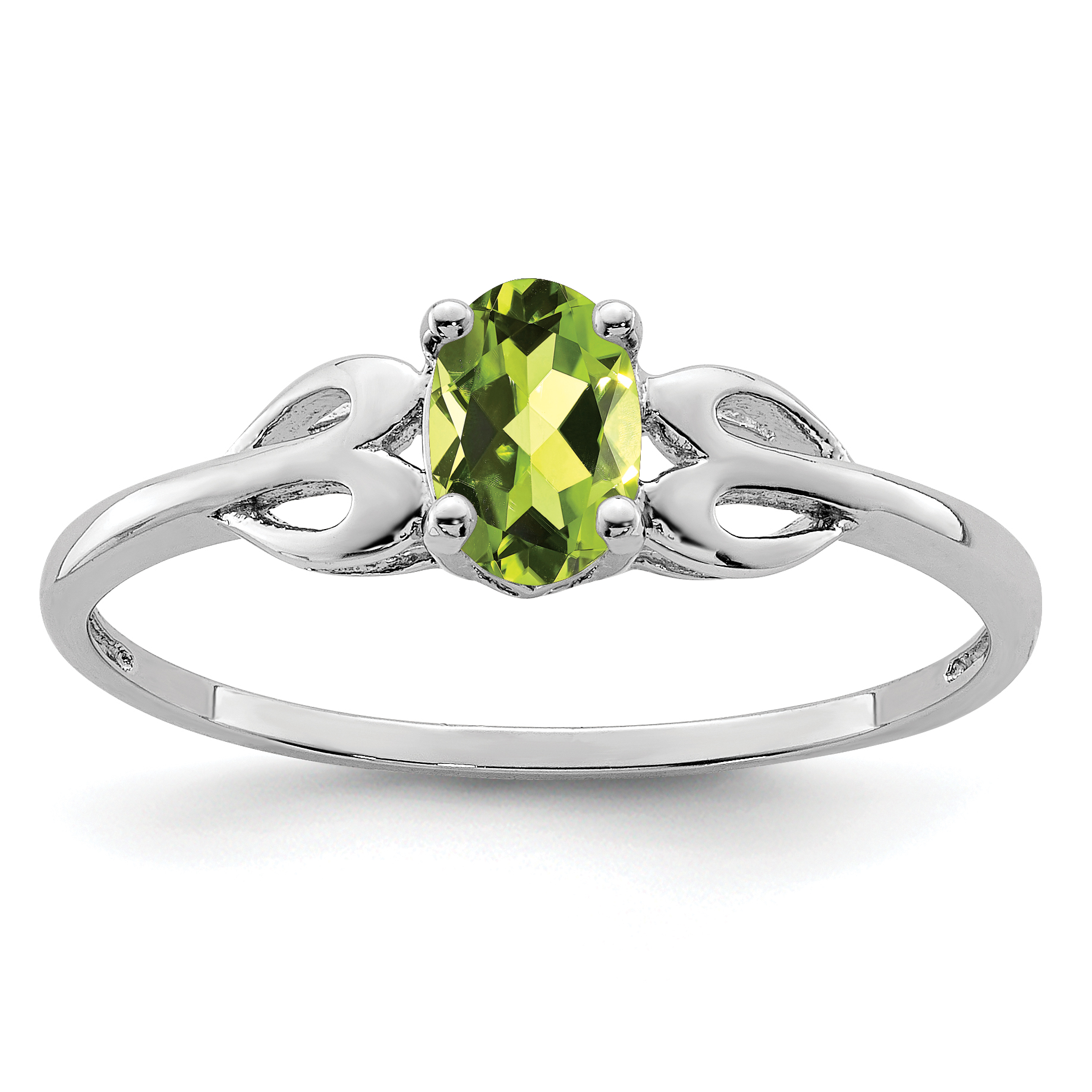 Sterling Silver Rhodium-plated Peridot Ring (QBR20AUG-10)