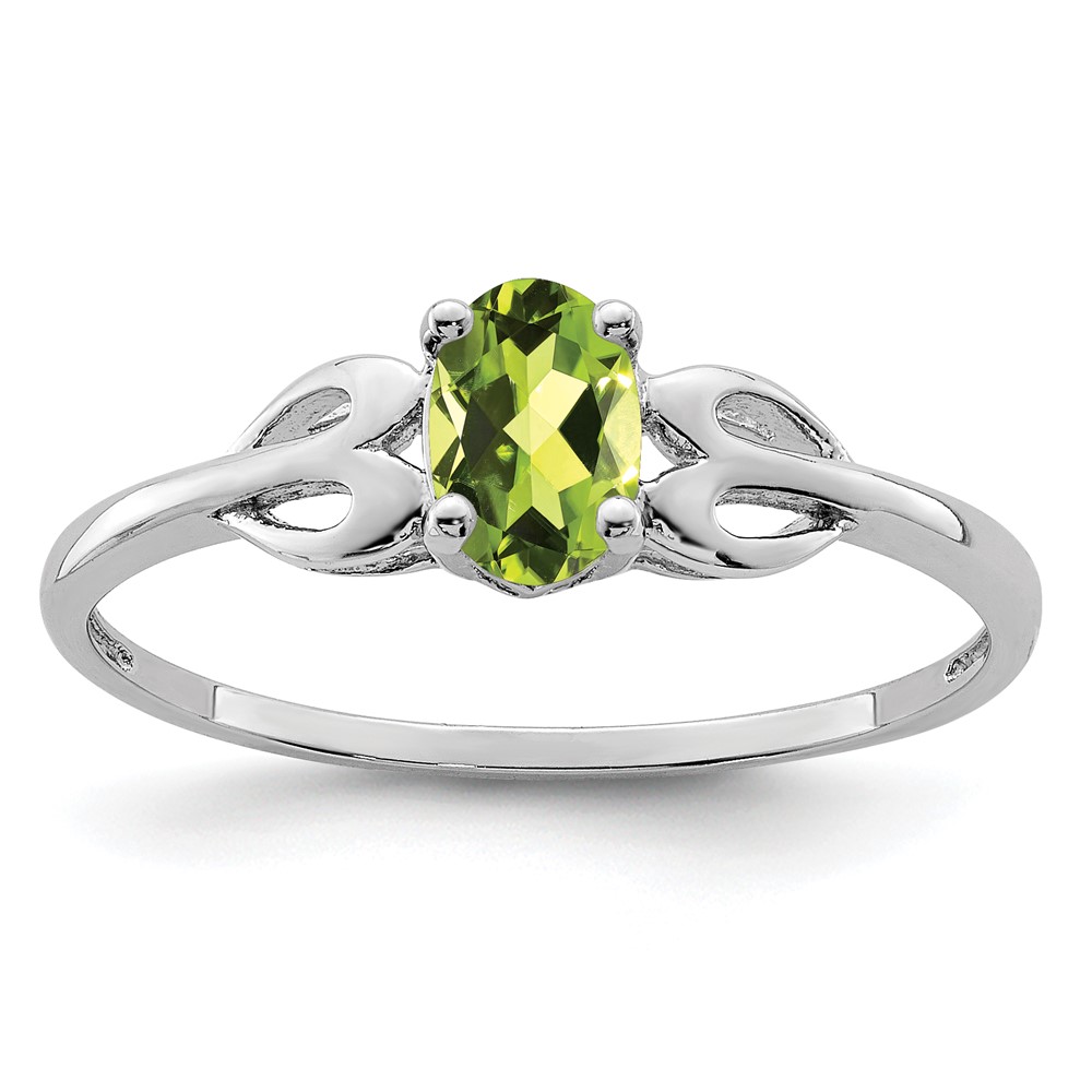 Sterling Silver Rhodium-plated Peridot Ring (QBR20AUG-10)
