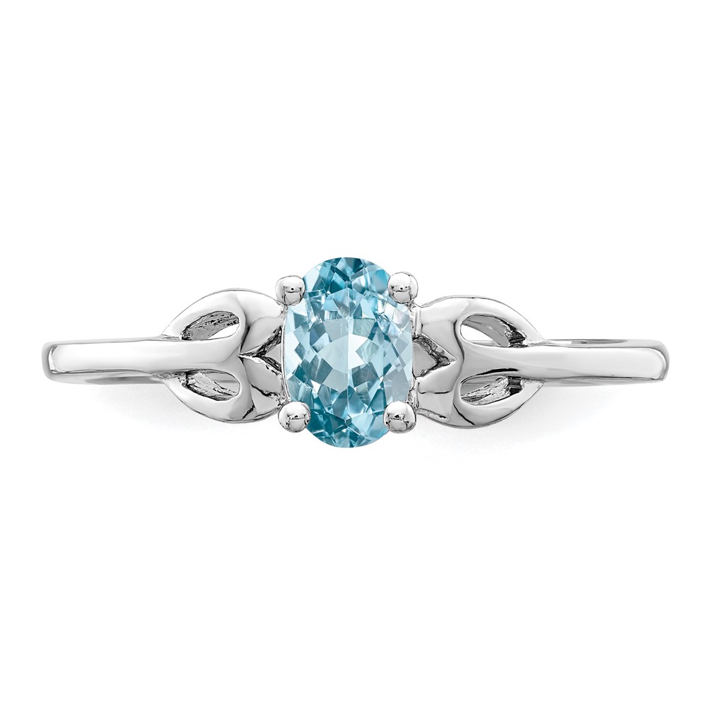 Sterling Silver Rhodium-plated Light Swiss Blue Topaz Ring (QBR20DEC-7)