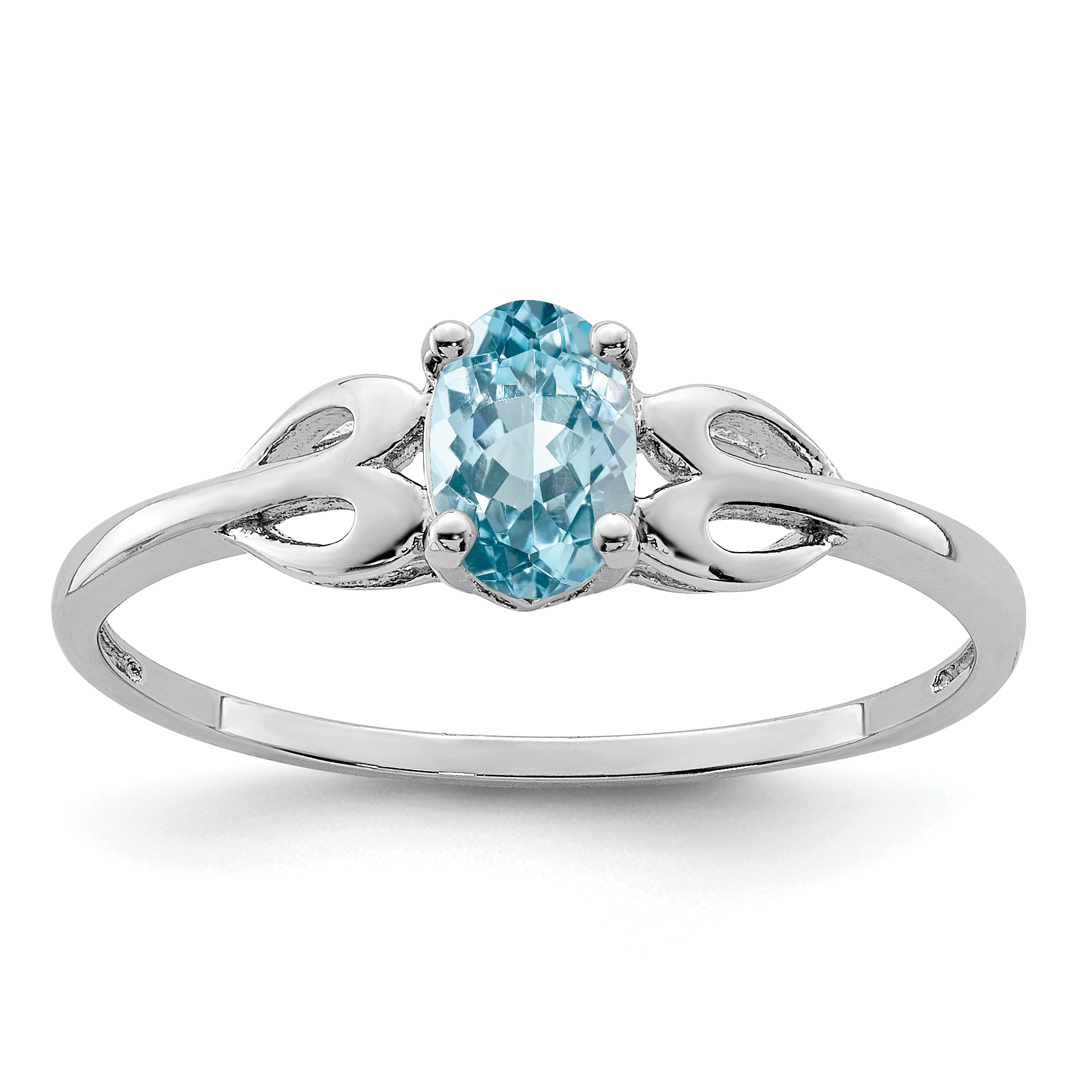 Sterling Silver Rhodium-plated Light Swiss Blue Topaz Ring (QBR20DEC-6)
