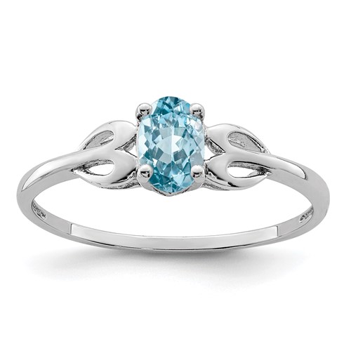 Sterling Silver Rhodium-plated Light Swiss Blue Topaz Ring