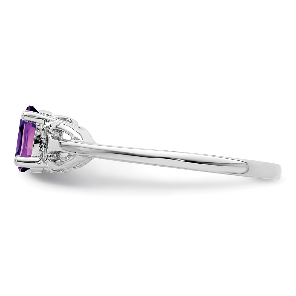 Sterling Silver Rhodium-plated Amethyst Ring (QBR20FEB-8)
