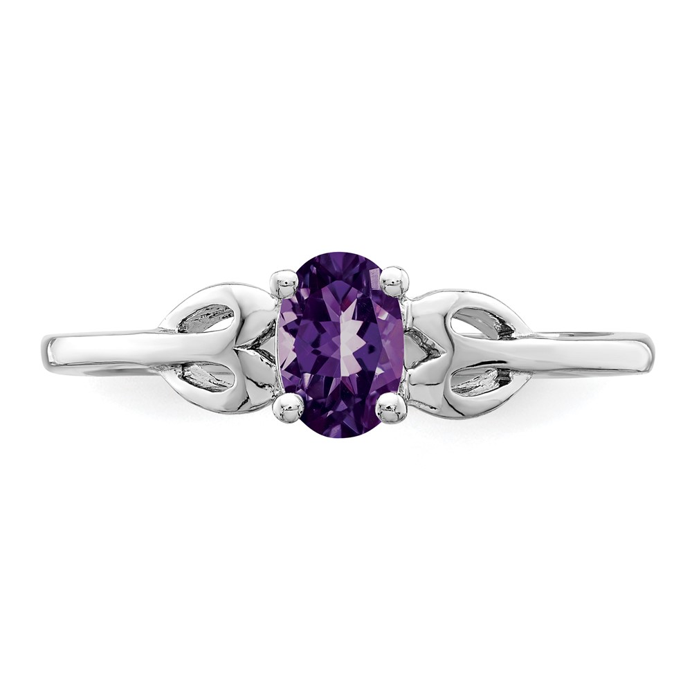 Sterling Silver Rhodium-plated Amethyst Ring (QBR20FEB-8)