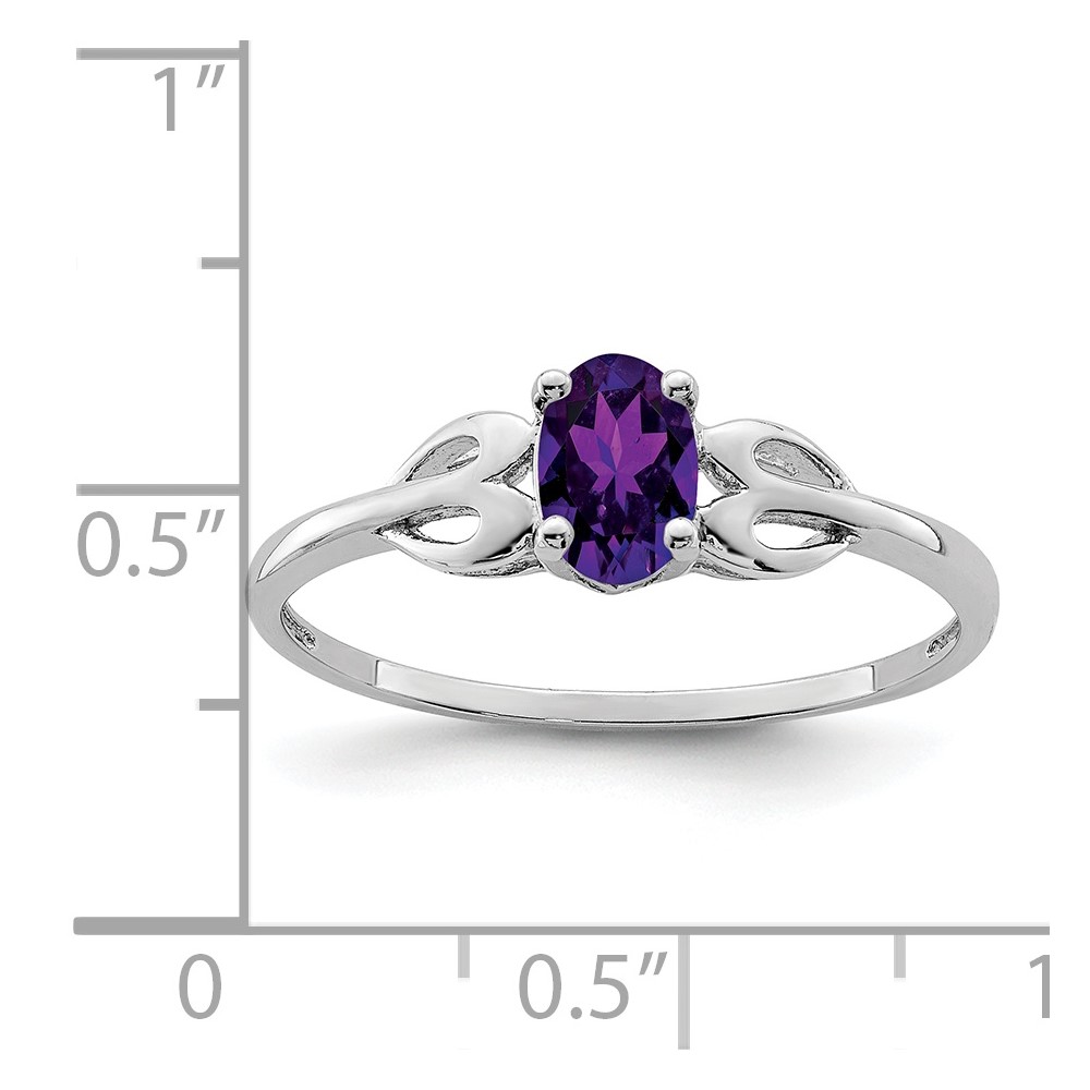 Sterling Silver Rhodium-plated Amethyst Ring (QBR20FEB-8)