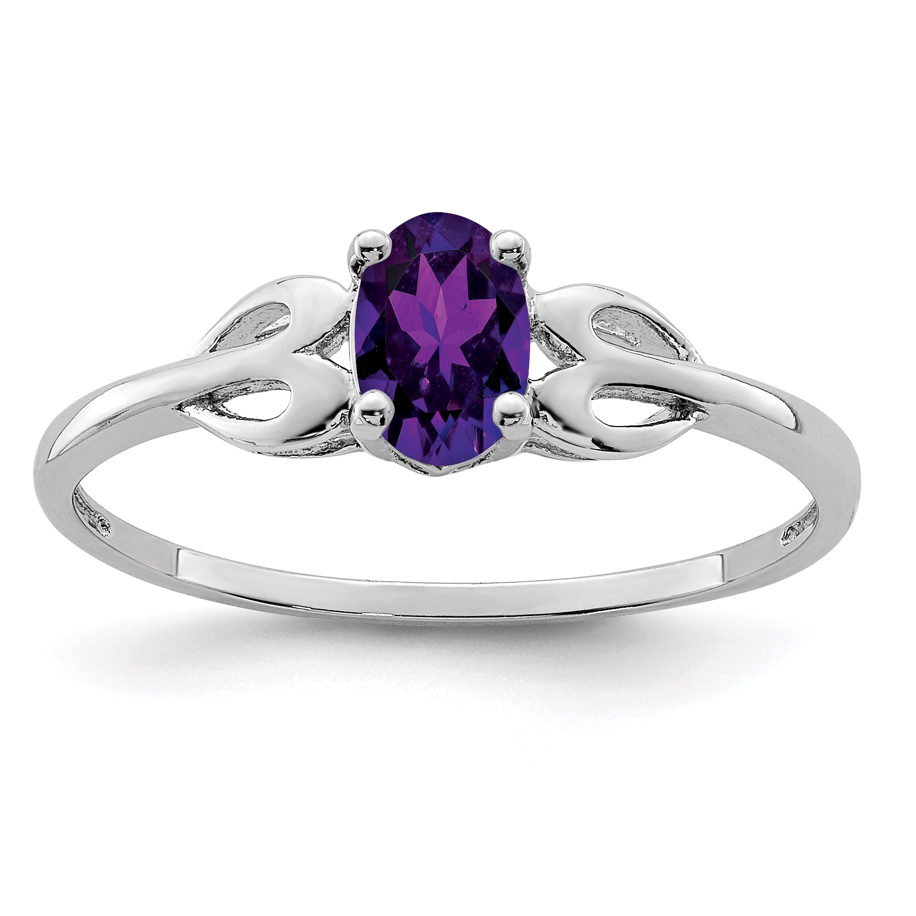 Sterling Silver Rhodium-plated Amethyst Ring (QBR20FEB-10)