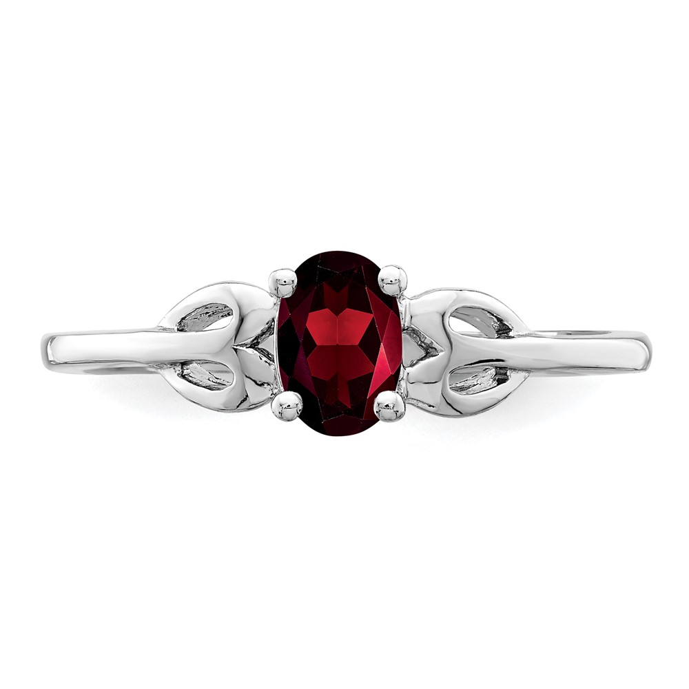 Sterling Silver Rhodium-plated Garnet Ring (QBR20JAN-8)