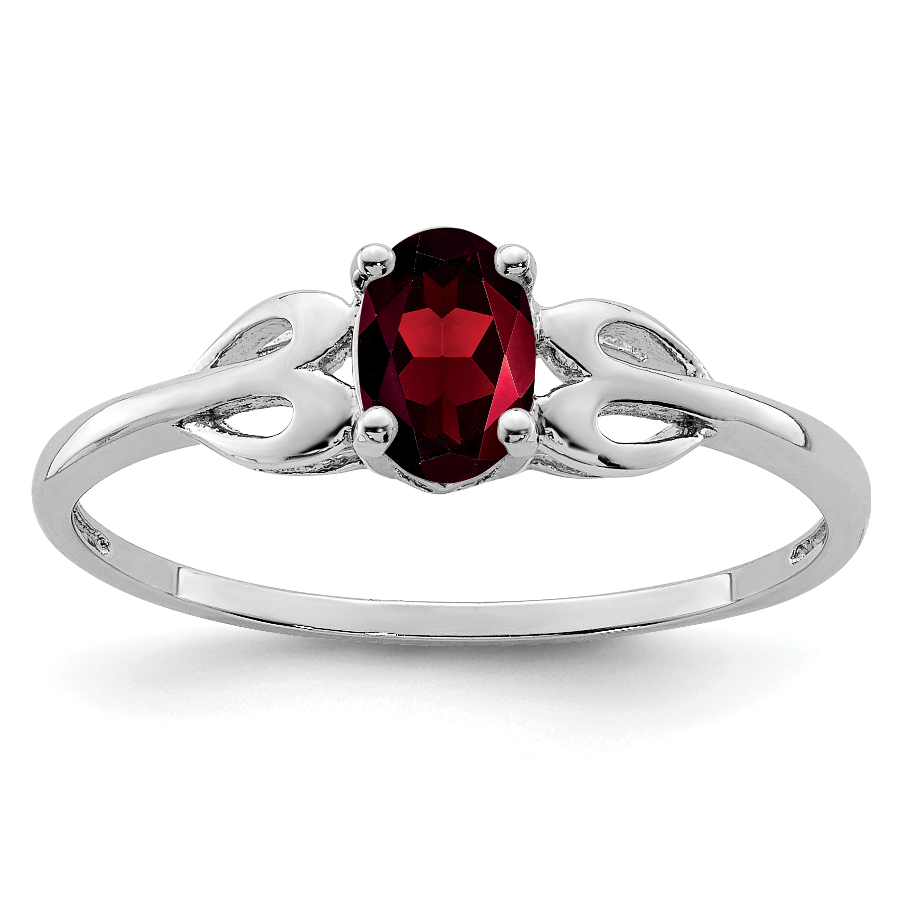 Sterling Silver Rhodium-plated Garnet Ring (QBR20JAN-10)