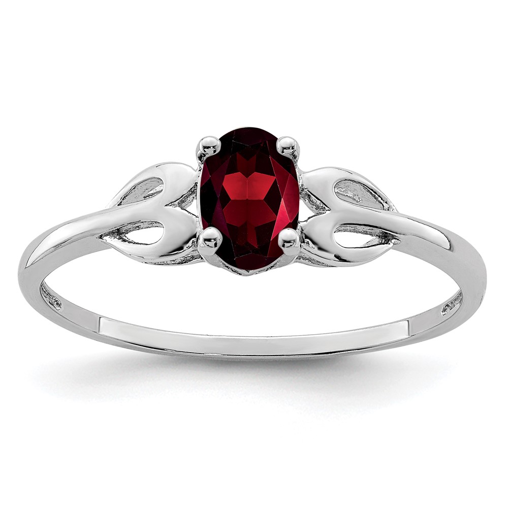 Sterling Silver Rhodium-plated Garnet Ring (QBR20JAN-10)