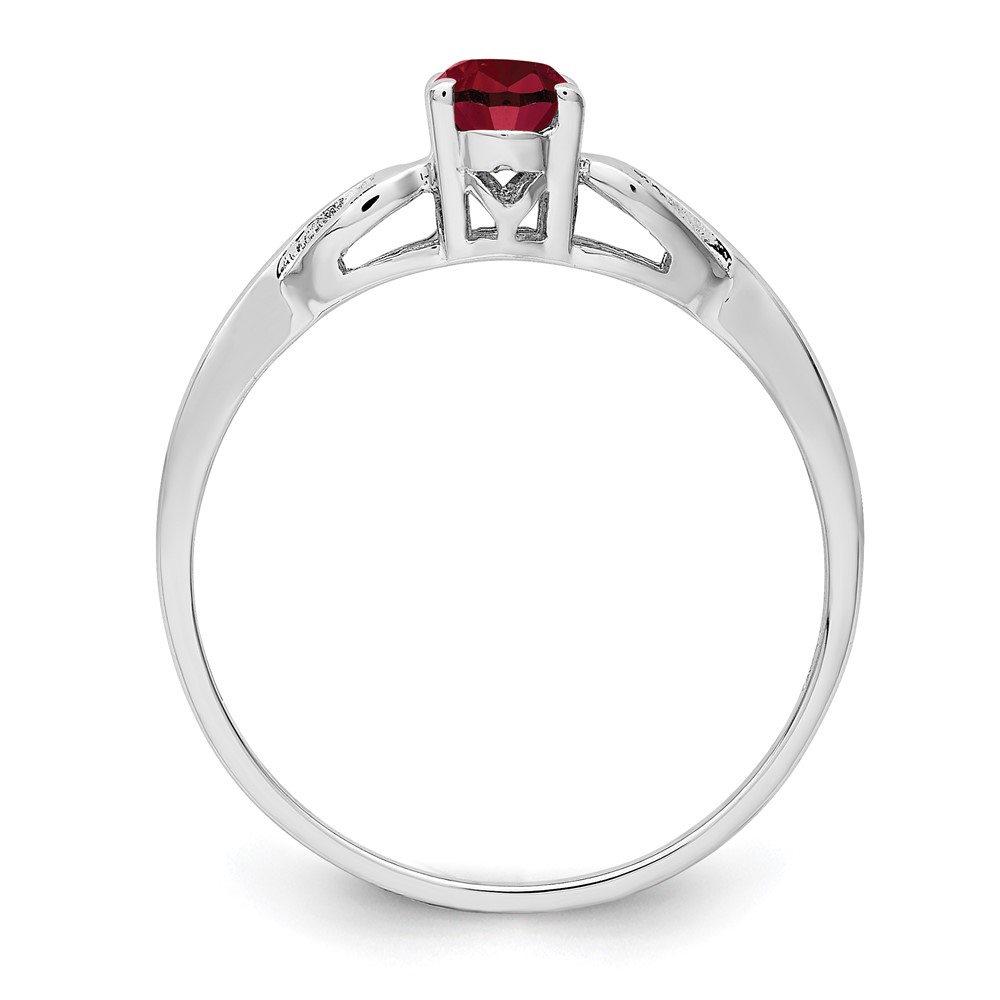 Sterling Silver Rhodium-plated Created Ruby Ring (QBR20JUL-6)