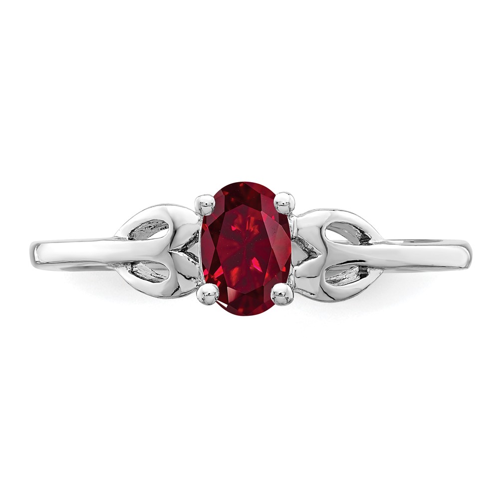 Sterling Silver Rhodium-plated Created Ruby Ring (QBR20JUL-6)