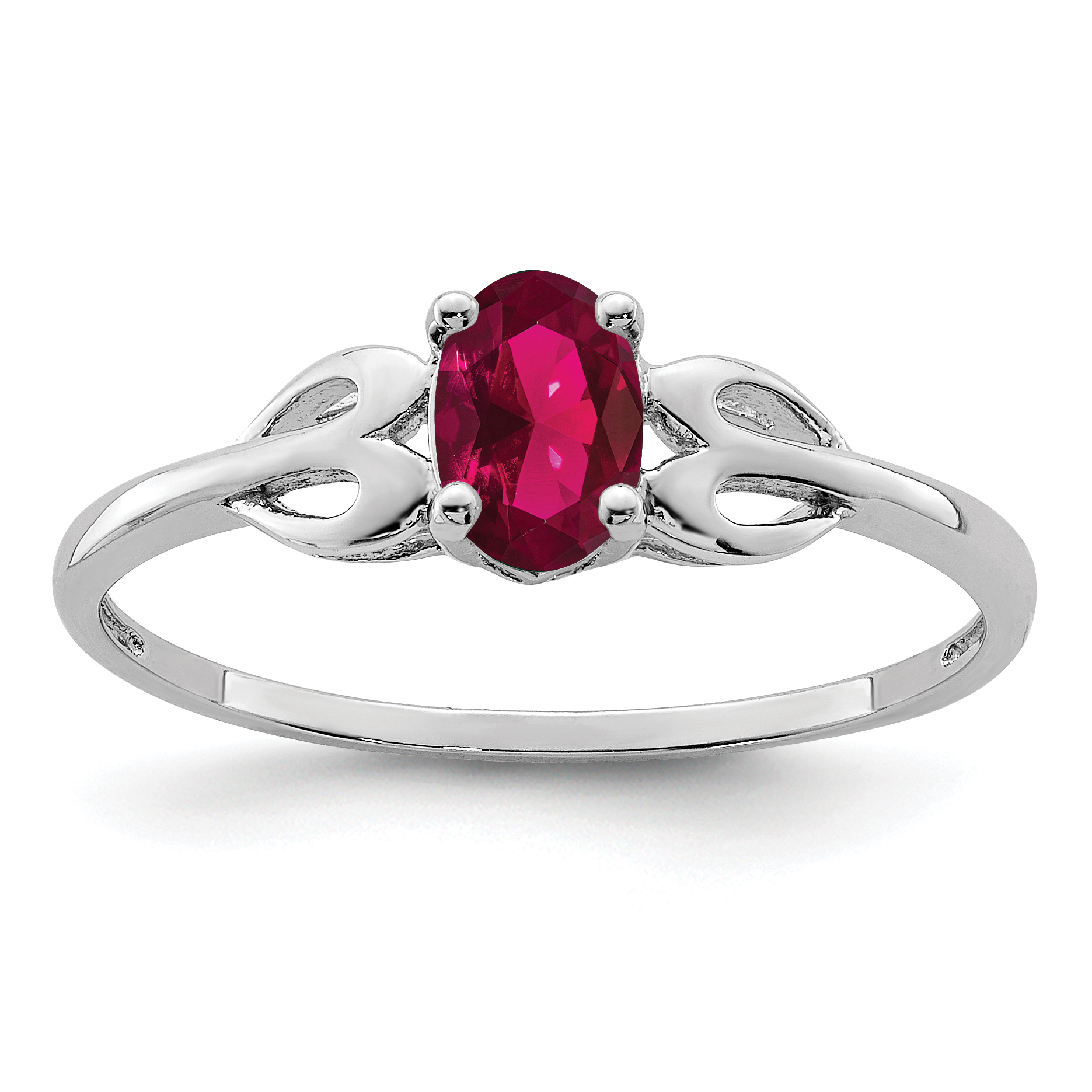 Sterling Silver Rhodium-plated Created Ruby Ring (QBR20JUL-6)