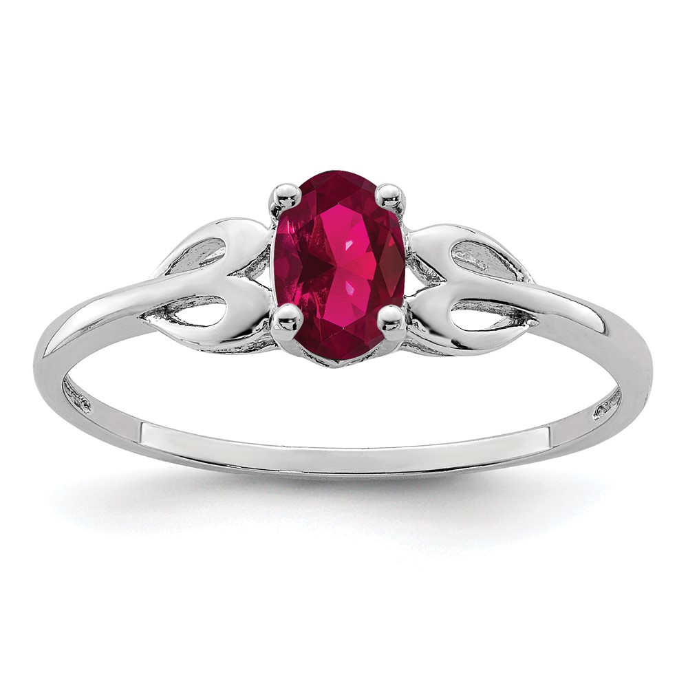 Sterling Silver Rhodium-plated Created Ruby Ring (QBR20JUL-6)