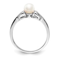 Sterling Silver Rhodium-plated FW Cultured Pearl Ring view 2