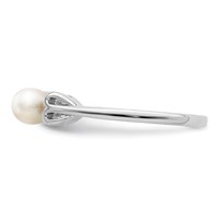 Sterling Silver Rhodium-plated FW Cultured Pearl Ring view 3