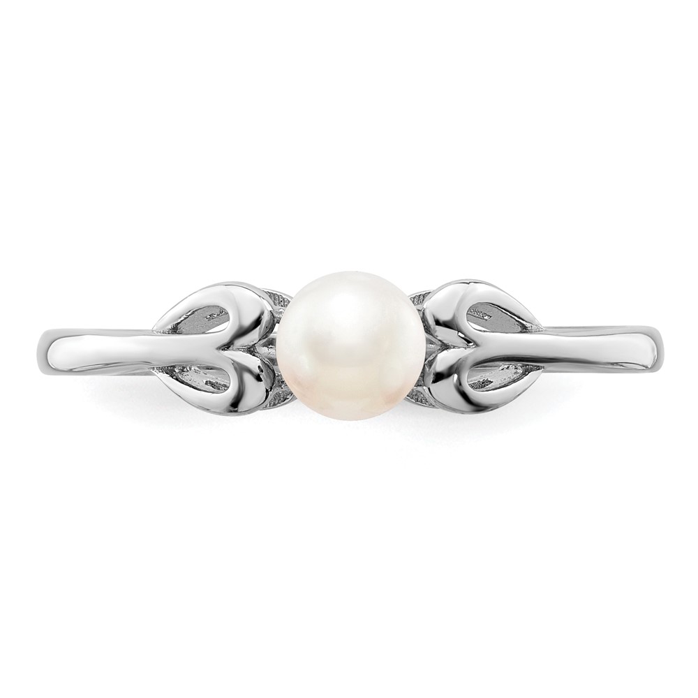 Sterling Silver Rhodium-plated FW Cultured Pearl Ring (QBR20JUN-8)